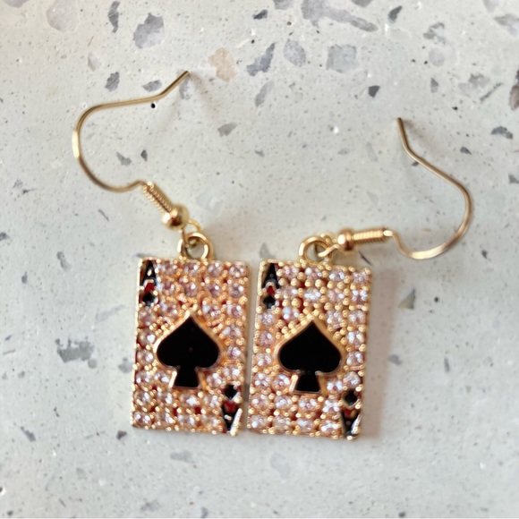 BNWT Ace of Spades Earrings - Funky Hip-Hop House Festival - Trendy and Uniqe - Picture 3 of 11